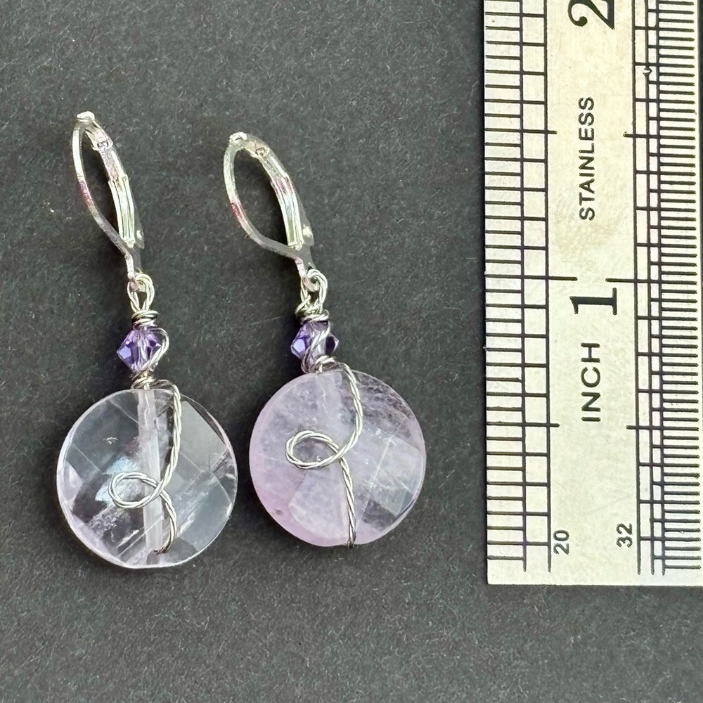 Elegant amethyst and Swarovski Wire-Wrapped Earrings